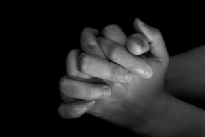 Praying hands b & w